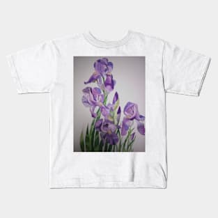 Watercolour purple irises with a light background Kids T-Shirt